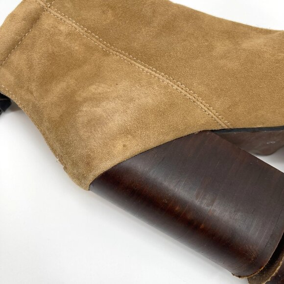 Jeffrey Campbell Rumble Tan Suede Chunky Heel Bootie Ankle Boot - Picture 3 of 14